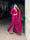 Pink Colour Organza With Sequins And Thread Embroidery Work Top With Bottom Dupatta NNK3036 